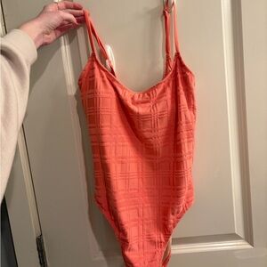 Coral Textured One Piece Swimsuit